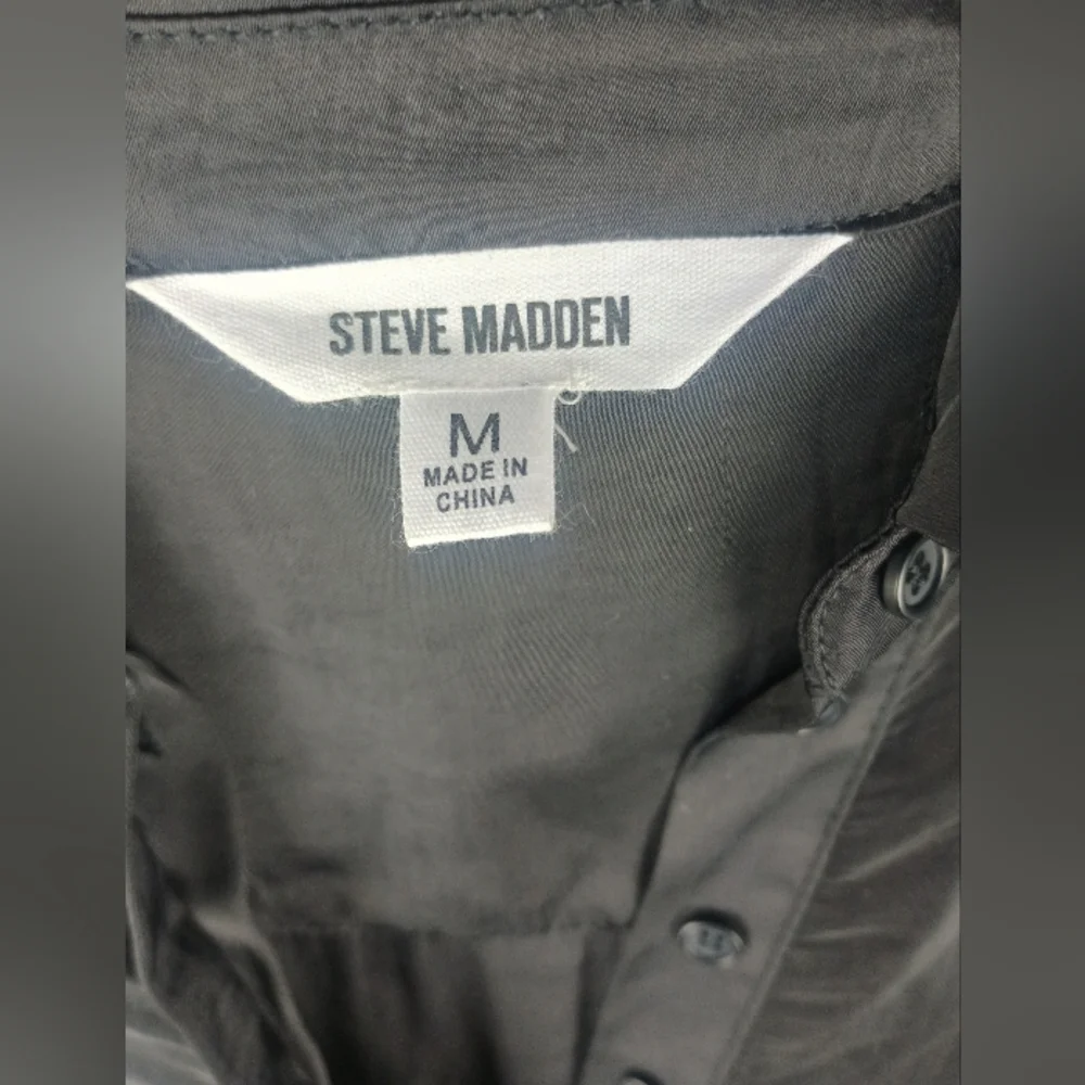 Steve Madden Tie Curious Long Sleeve Shirt Dress Black Size Medium 6 - 8 NWT - Picture 6 of 12